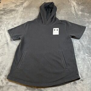 Under Armour‎ Short Sleeve Hoodie Sweatshirt Pullover Black Youth Large